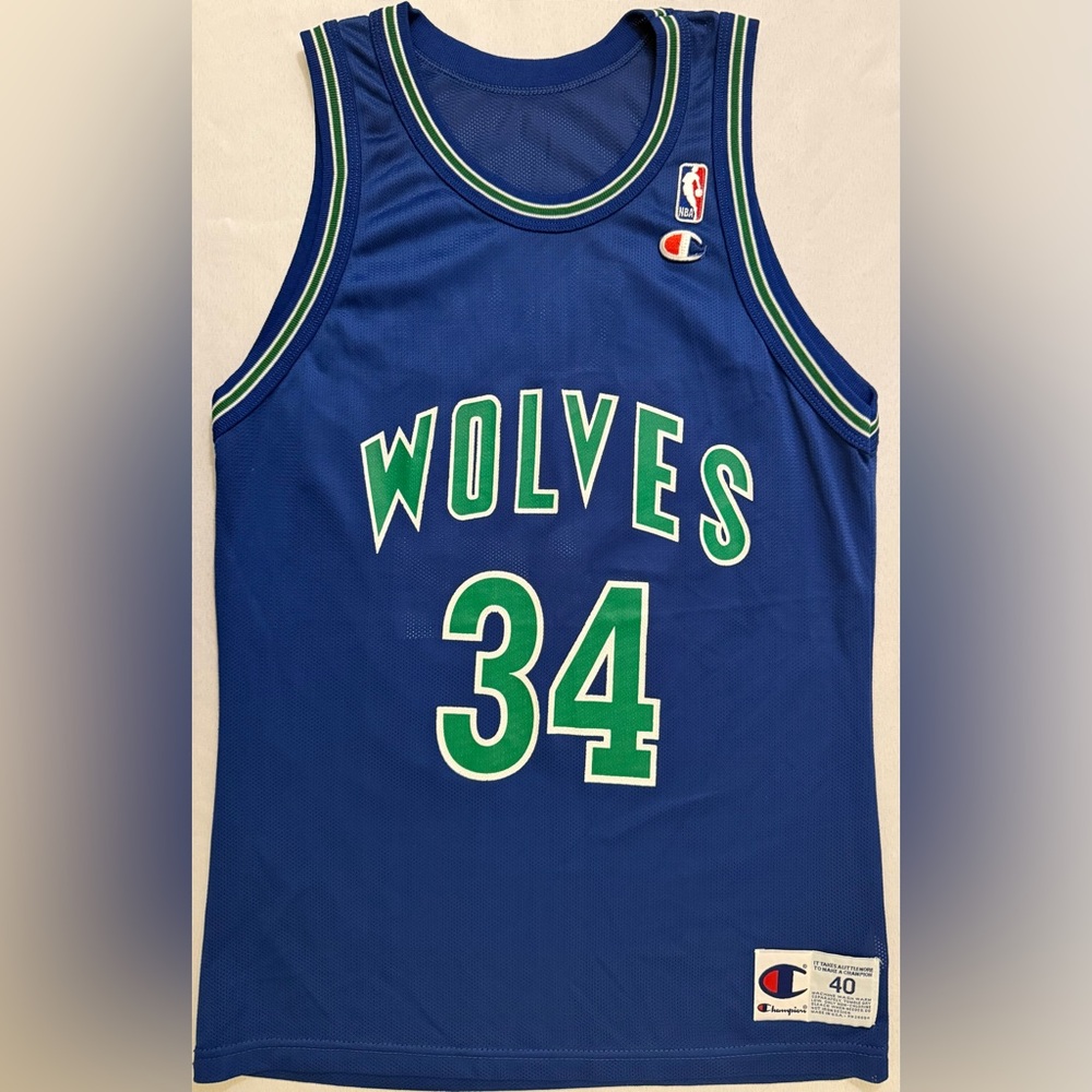 Vintage Champion Isaiah JR Rider Minnesota Timberwolves #34 Blue Jersey 40 Men M